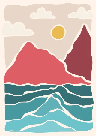 Mountain Sea Shape Stickdatei
