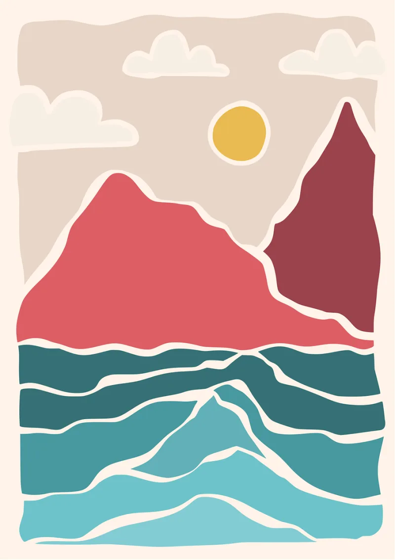 Mountain Sea Shape Stickdatei – Natur
