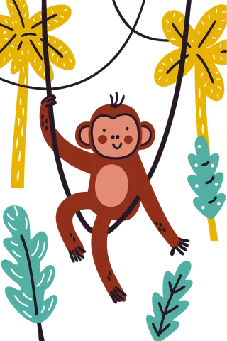 Monkey Jungle Palm trees Stickdatei