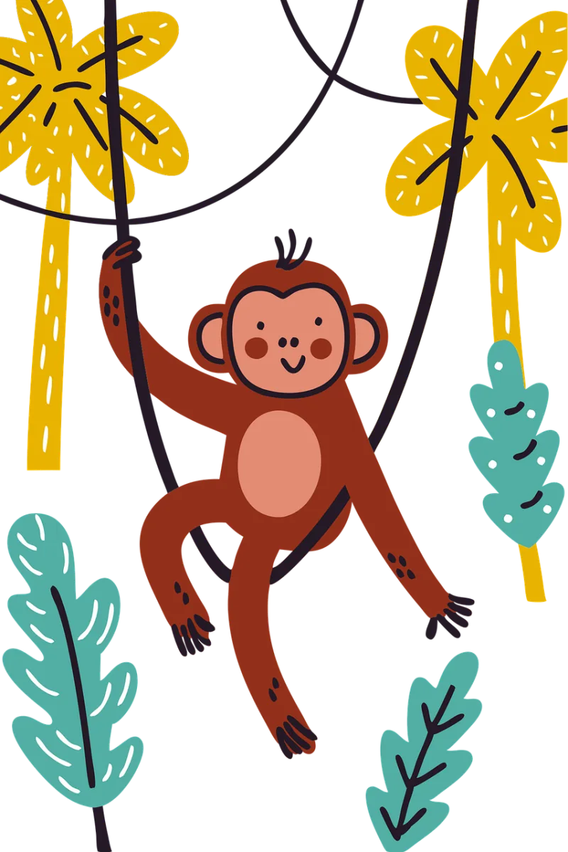 Monkey Jungle Palm trees Stickdatei – Natur