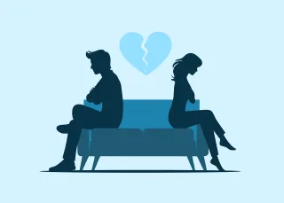 Breakup Couple Silhouette Stickdatei – Herzen & Liebe