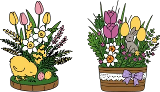 Easter Easter decor Spring flowers Stickdatei – Blumen