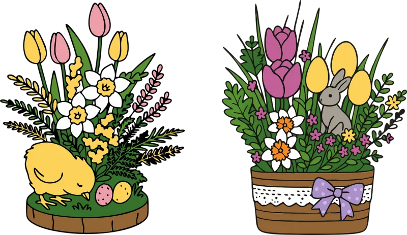 Easter Easter decor Spring flowers Stickdatei – Blumen