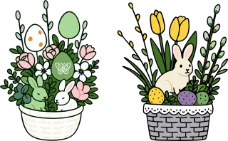 Easter Easter eggs Hares Stickdatei – Blumen