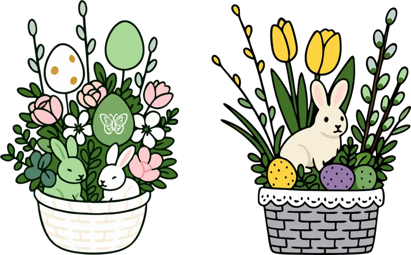 Easter Easter eggs Hares Stickdatei – Blumen