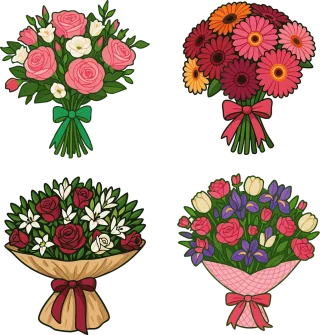 Bouquets of flowers Roses Tulips Stickdatei