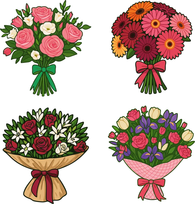 Bouquets of flowers Roses Tulips Stickdatei – Blumen