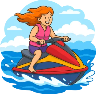 Ai generated Young woman Jet ski Stickdatei