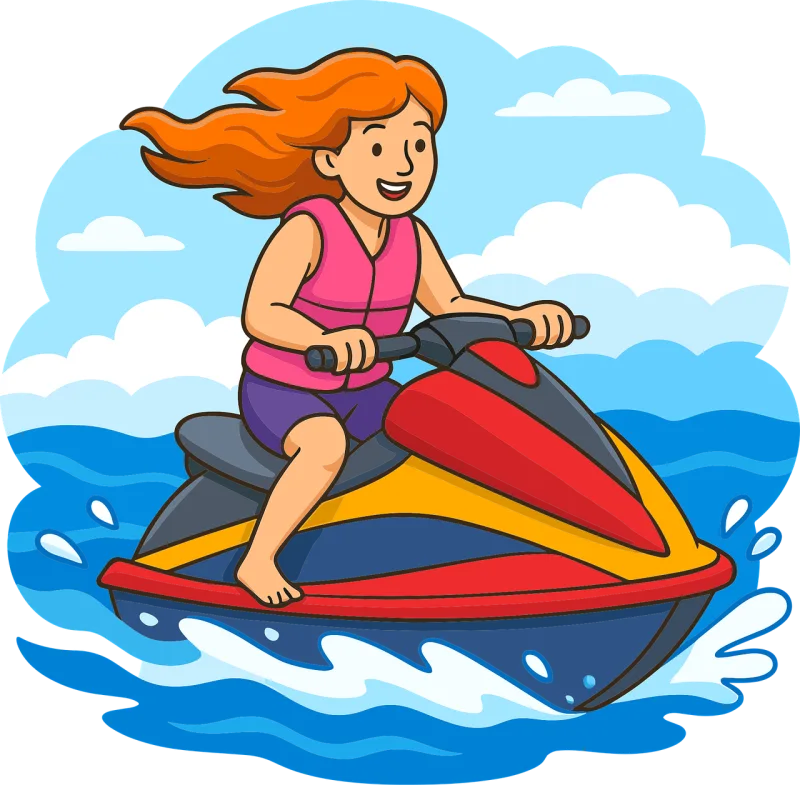 Ai generated Young woman Jet ski Stickdatei – Sport