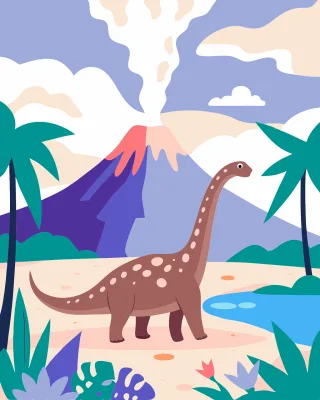Dinosaur Volcano Eruption Stickdatei – Kinder