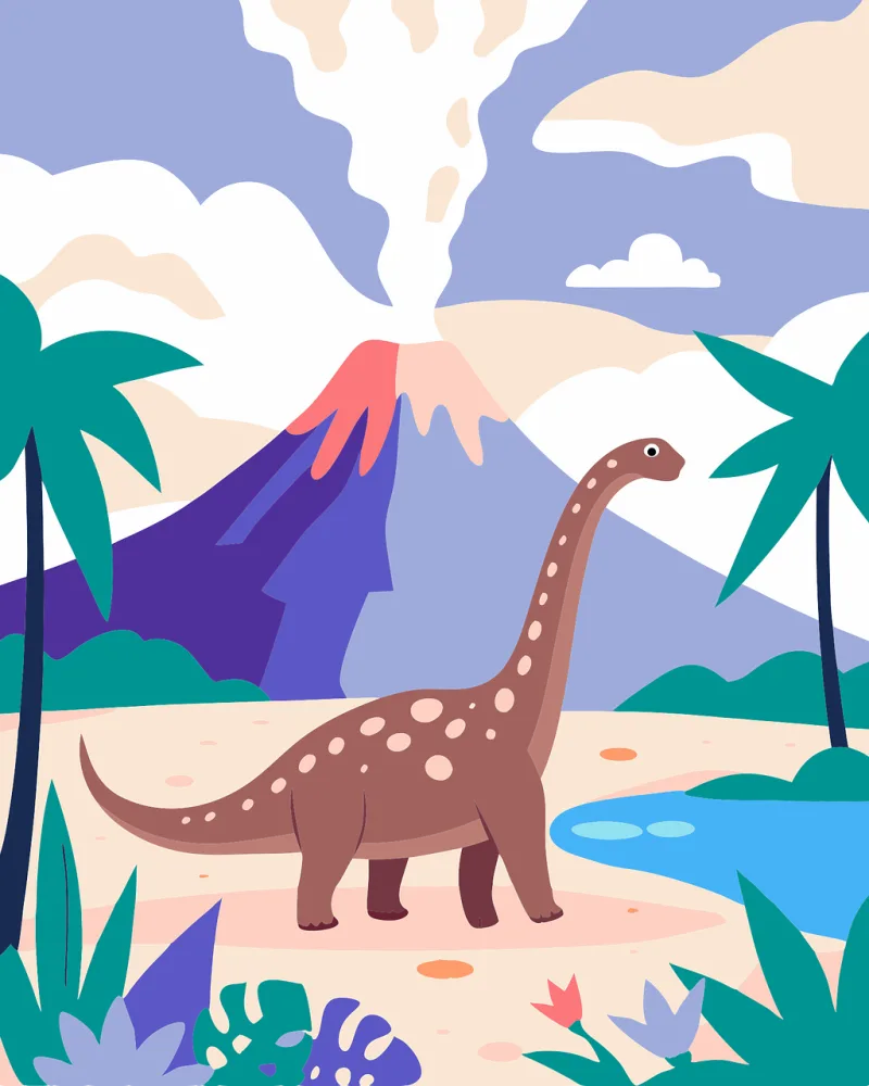 Dinosaur Volcano Eruption Stickdatei – Kinder