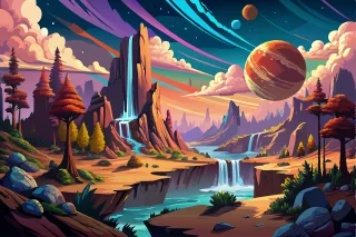 Valley Mountains Landscape Stickdatei