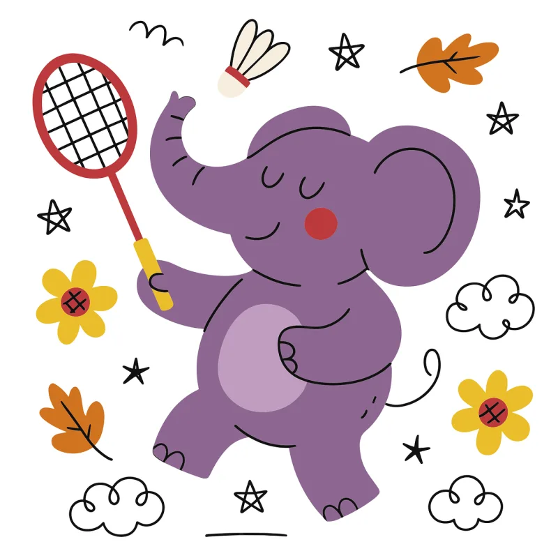 Ai generated Elephant Badminton Stickdatei – Tiere