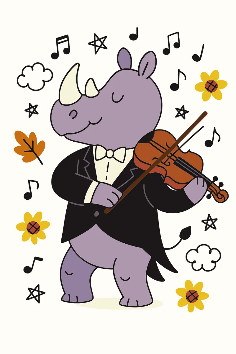 Ai generated Rhinoceros Violin Stickdatei – Musik