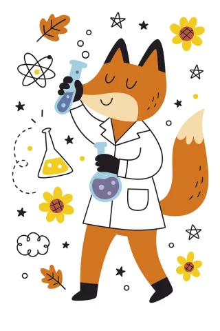 Ai generated A fox Scientist Stickdatei – Tiere