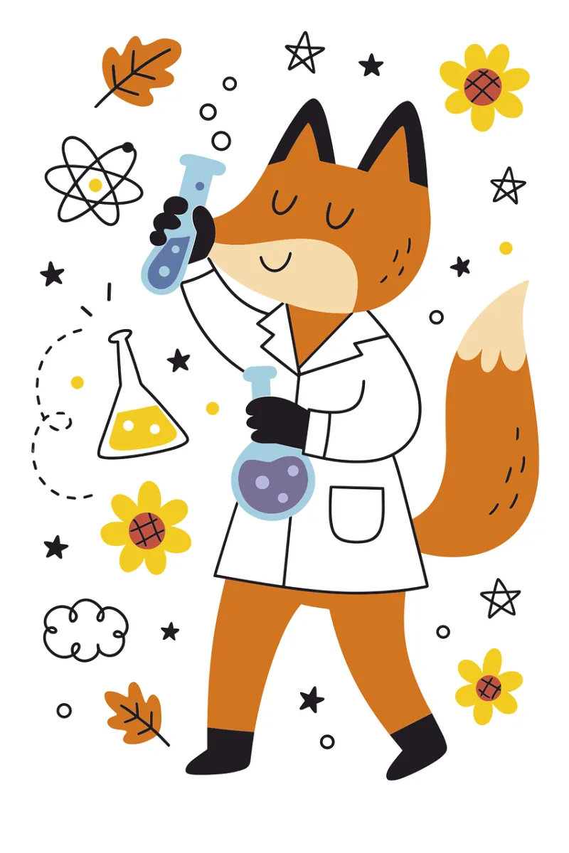 Ai generated A fox Scientist Stickdatei – Tiere