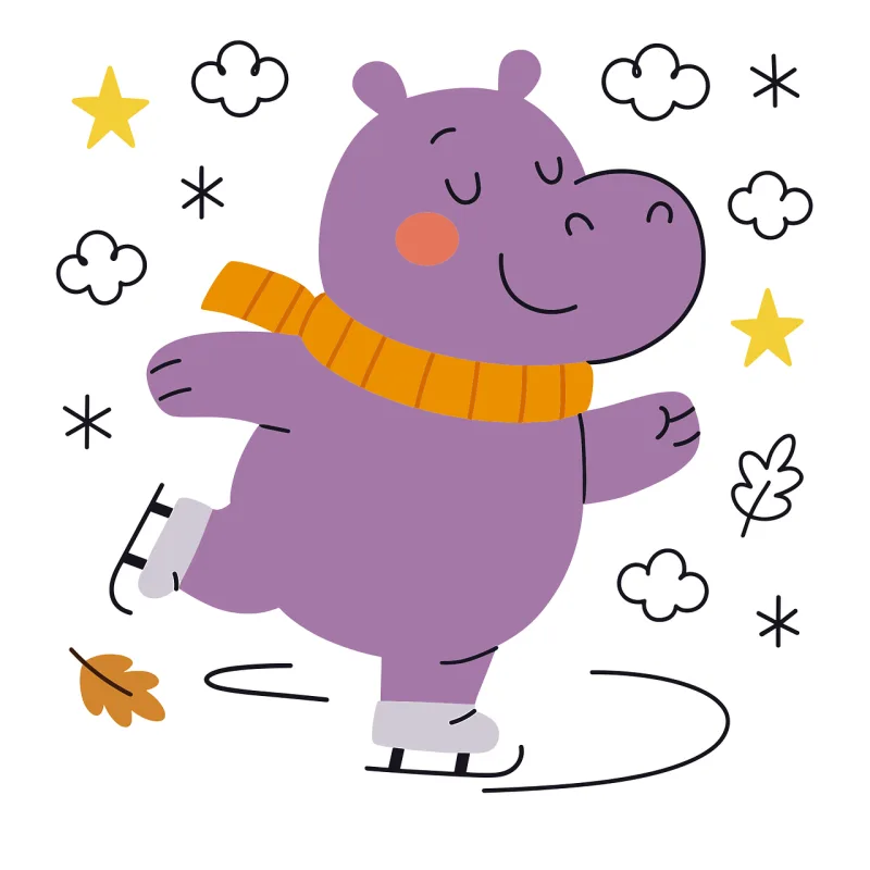 Ai generated Hippo Skates Stickdatei – Weihnachten