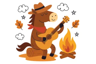 Ai generated Horse Guitar Stickdatei