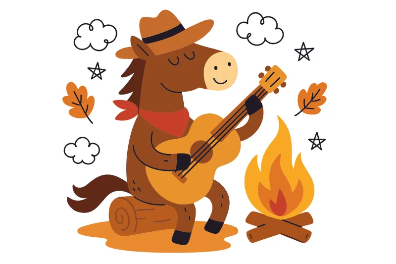 Ai generated Horse Guitar Stickdatei – Musik