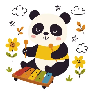 Ai generated Panda Xylophone Stickdatei