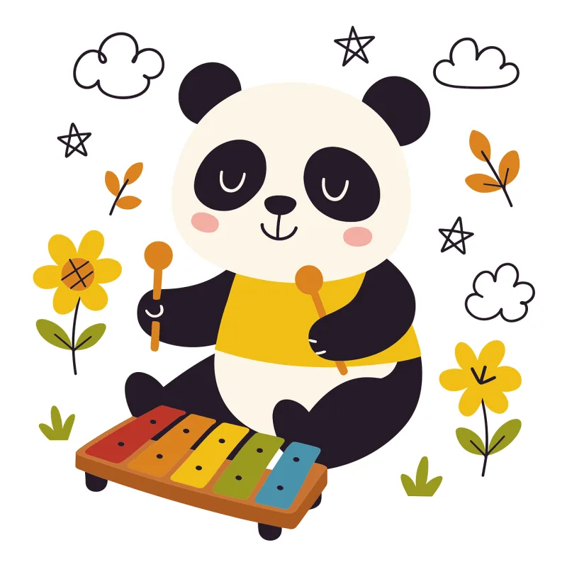 Ai generated Panda Xylophone Stickdatei – Tiere
