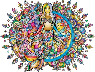 Mermaid Fantasy Floral Stickdatei