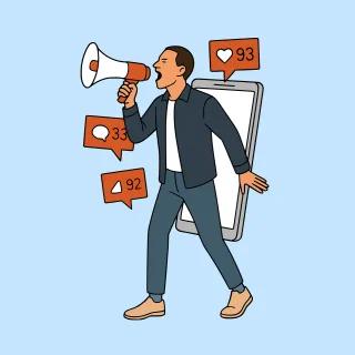 Social media Marketing Megaphone Stickdatei
