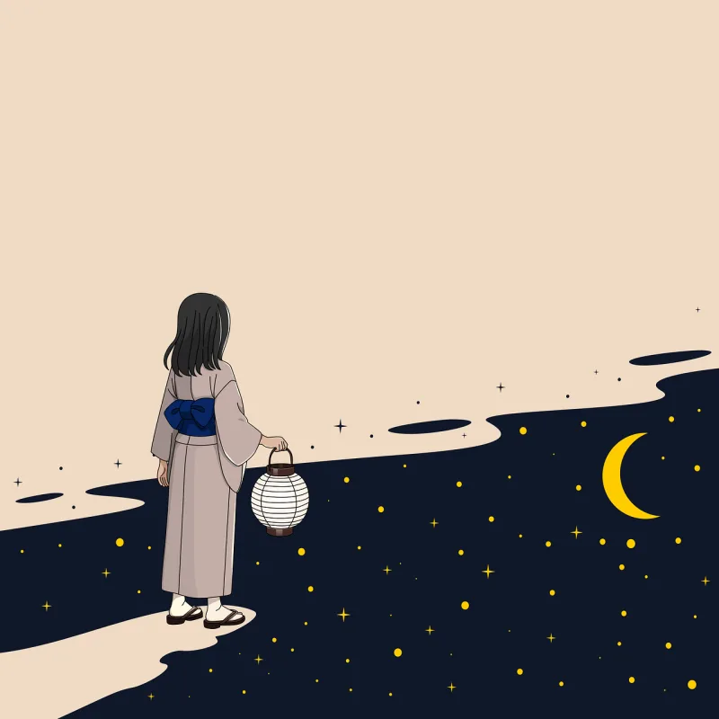 Girl Anime Night Stickdatei – Natur
