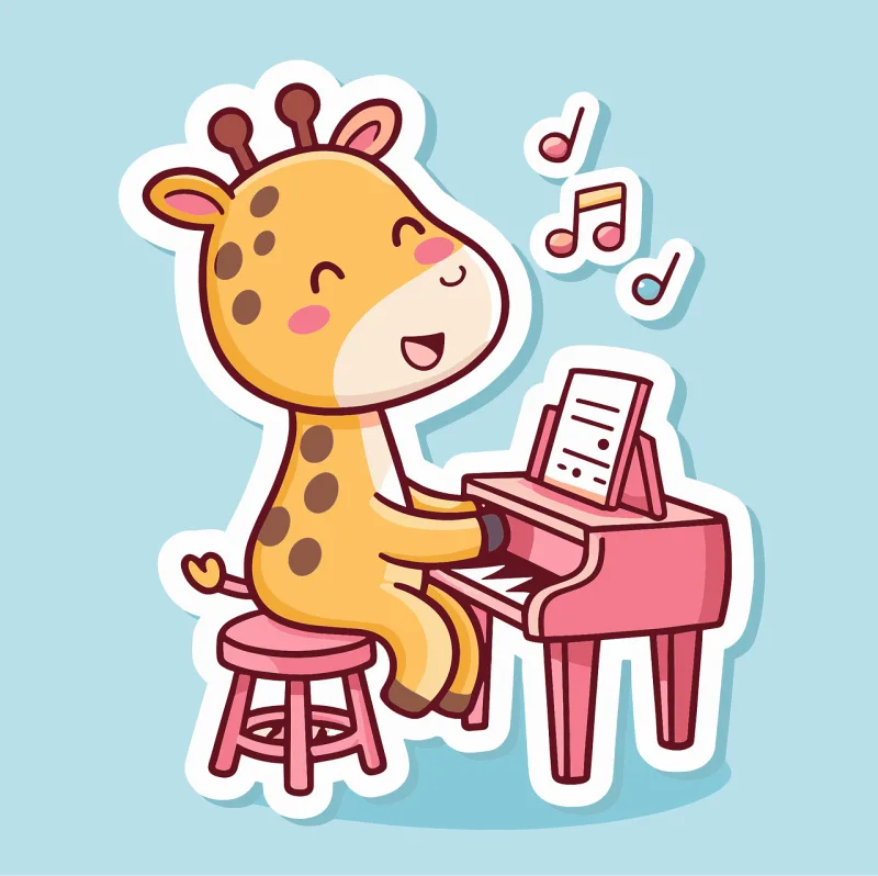 Ai generated Giraffe Giraffe at the piano Stickdatei – Musik