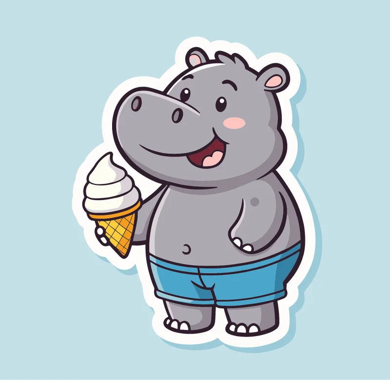 Ai generated Hippo Cartoon hippopotamus Stickdatei – Essen & Trinken