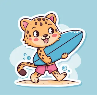 Ai generated Leopard Surfing Stickdatei