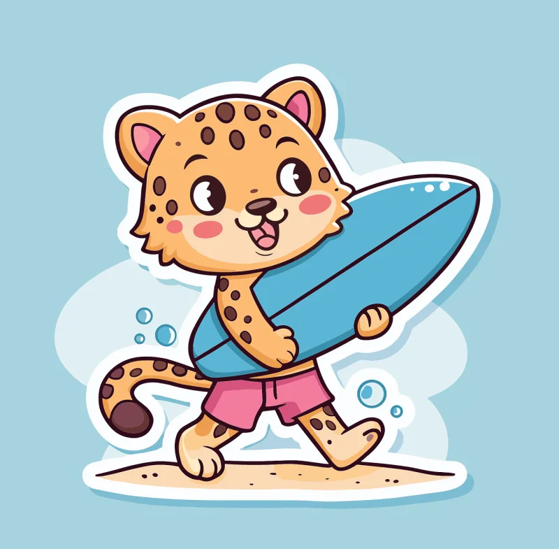 Ai generated Leopard Surfing Stickdatei – Sport