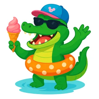 Crocodile Cartoon Ice cream Stickdatei