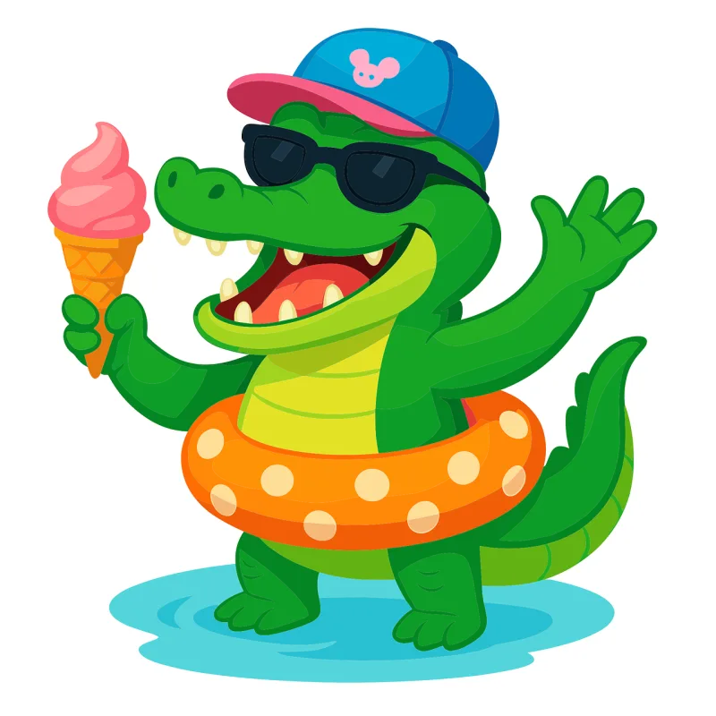 Crocodile Cartoon Ice cream Stickdatei – Kinder