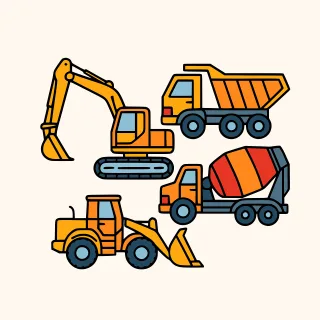 Construction Vehicles Machinery Stickdatei – Fahrzeuge