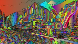 Train Locomotive Landscape Stickdatei