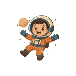 Kid Happy Astronaut Stickdatei