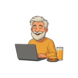 Senior Man Laptop Stickdatei