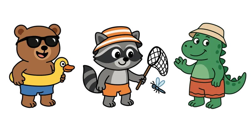 Ai generated Bear Swimming Stickdatei – Kinder