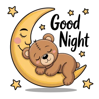 The bear cub is sleeping Smiling moon Stars Stickdatei