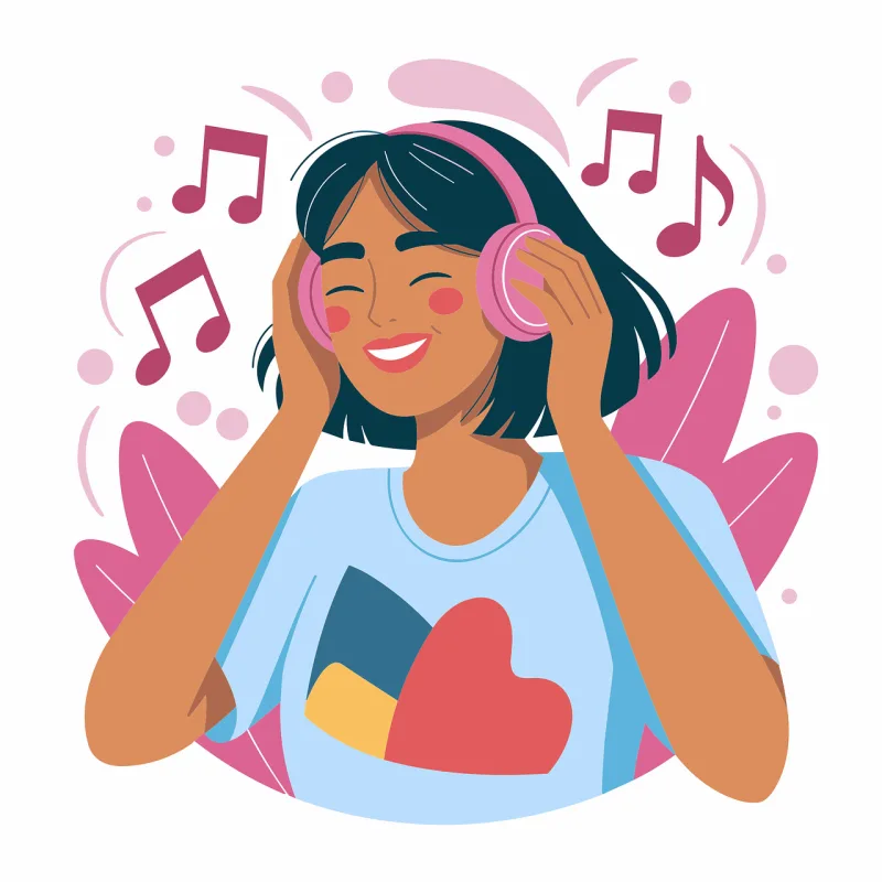 Ai generated Young woman Headphones Stickdatei – Musik