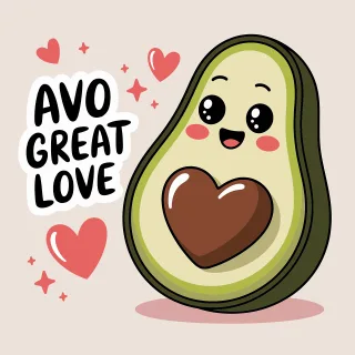 Ai generated Avocado Love Stickdatei