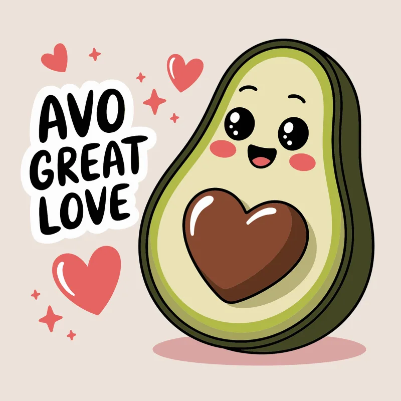 Ai generated Avocado Love Stickdatei – Essen & Trinken
