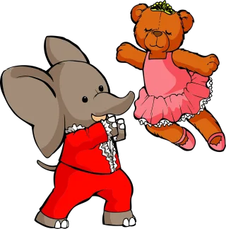 Bear Elephant Ballet Stickdatei