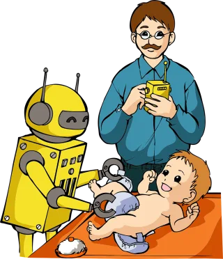 Robot Parenting Father Stickdatei