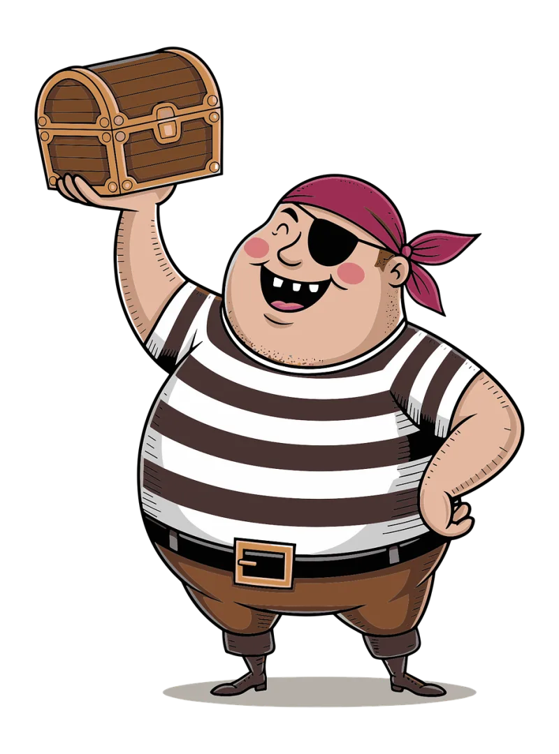 Pirate Treasure chest Cartoon style Stickdatei – Kinder