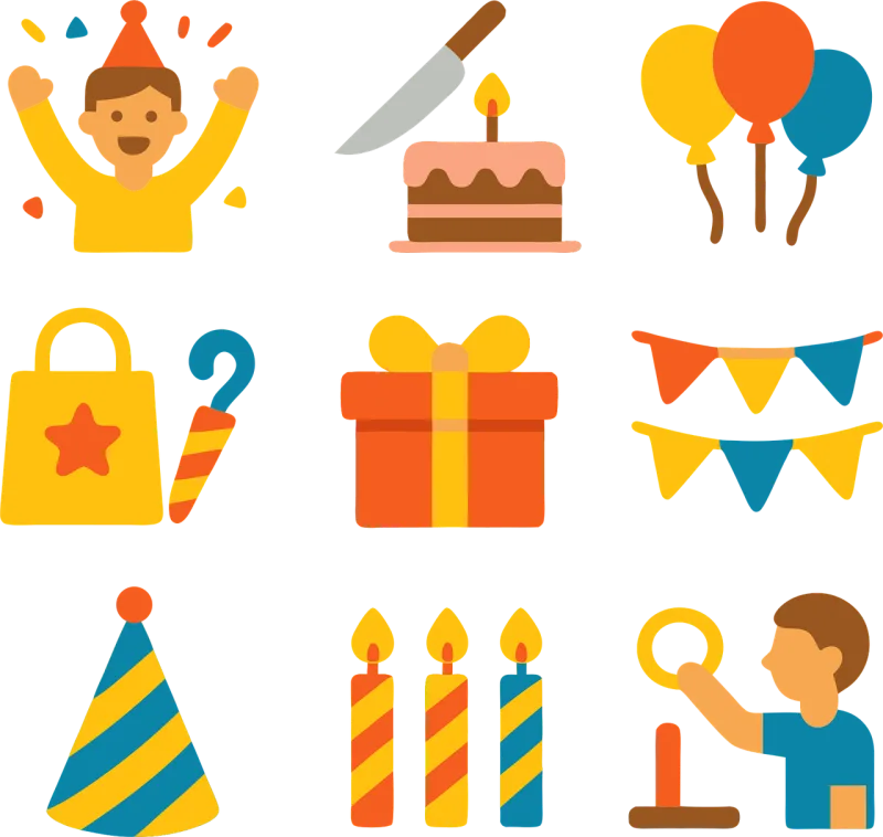 Celebration Happy birthday Party Stickdatei – Essen & Trinken
