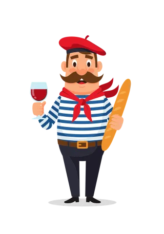 Cartoon French Sailor Stickdatei – Essen & Trinken