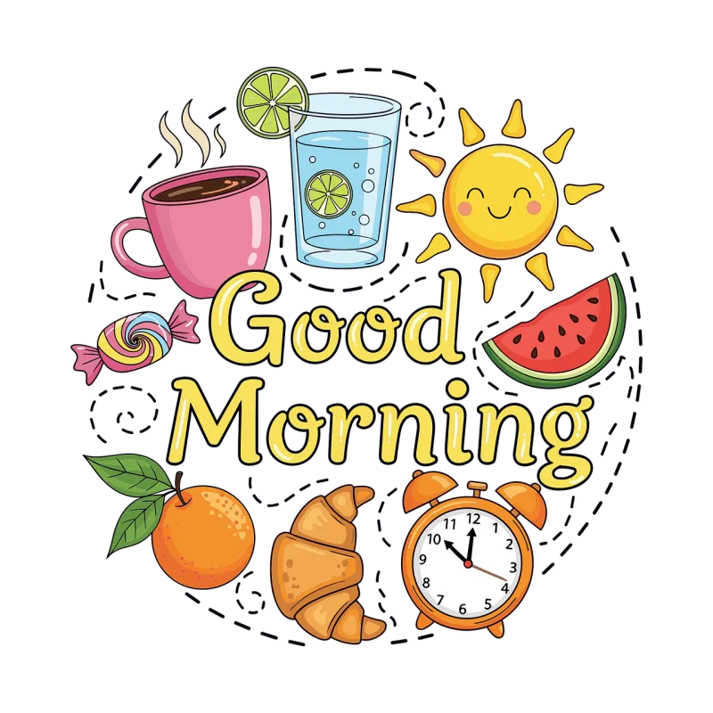 Ai generated Morning Good afternoon Stickdatei – Essen & Trinken