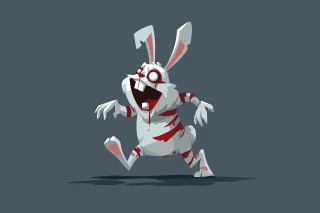 Ai generated White rabbit Zombie Stickdatei